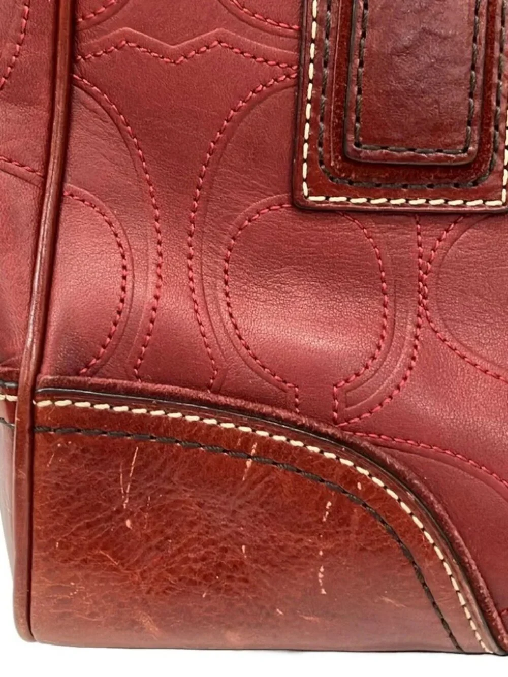 COACH Hamptons Leather Signature Medium Carryall 11330 Bordeaux Leather